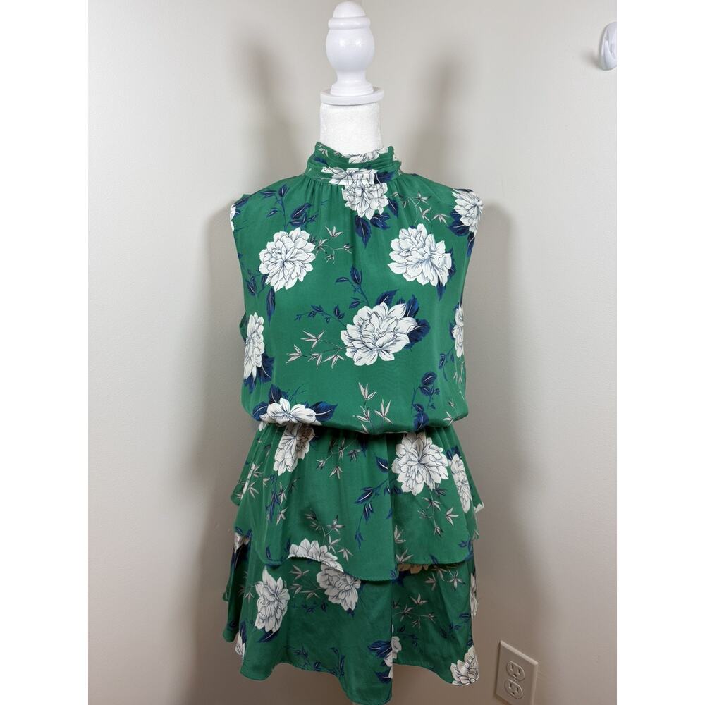 YUMI KIM Women’s Mini Dress Emerald Kiss Me Dress Size Medium 100% Silk Floral